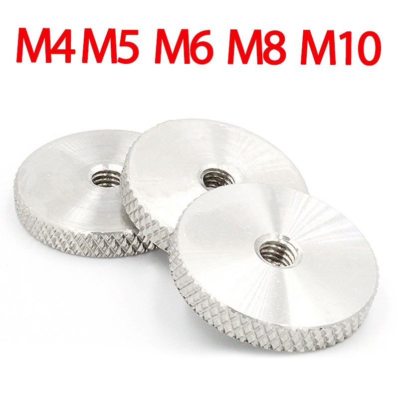 M4 M5 M6 M8 M10 M12 Hand Screw Nuts Knurled Thumb 304 Stainless Steel Flat Head Knurled Round Nut Hardware Fasteners