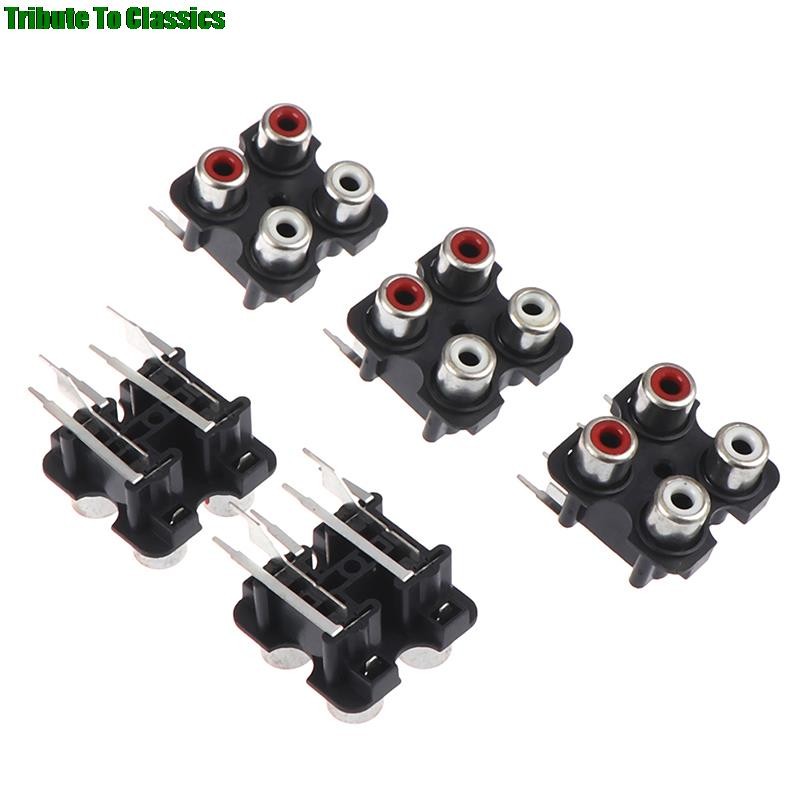 5pcs 2/4 Hole RCA Female Stereo Audio Jack AV Audio Input Connector Jack