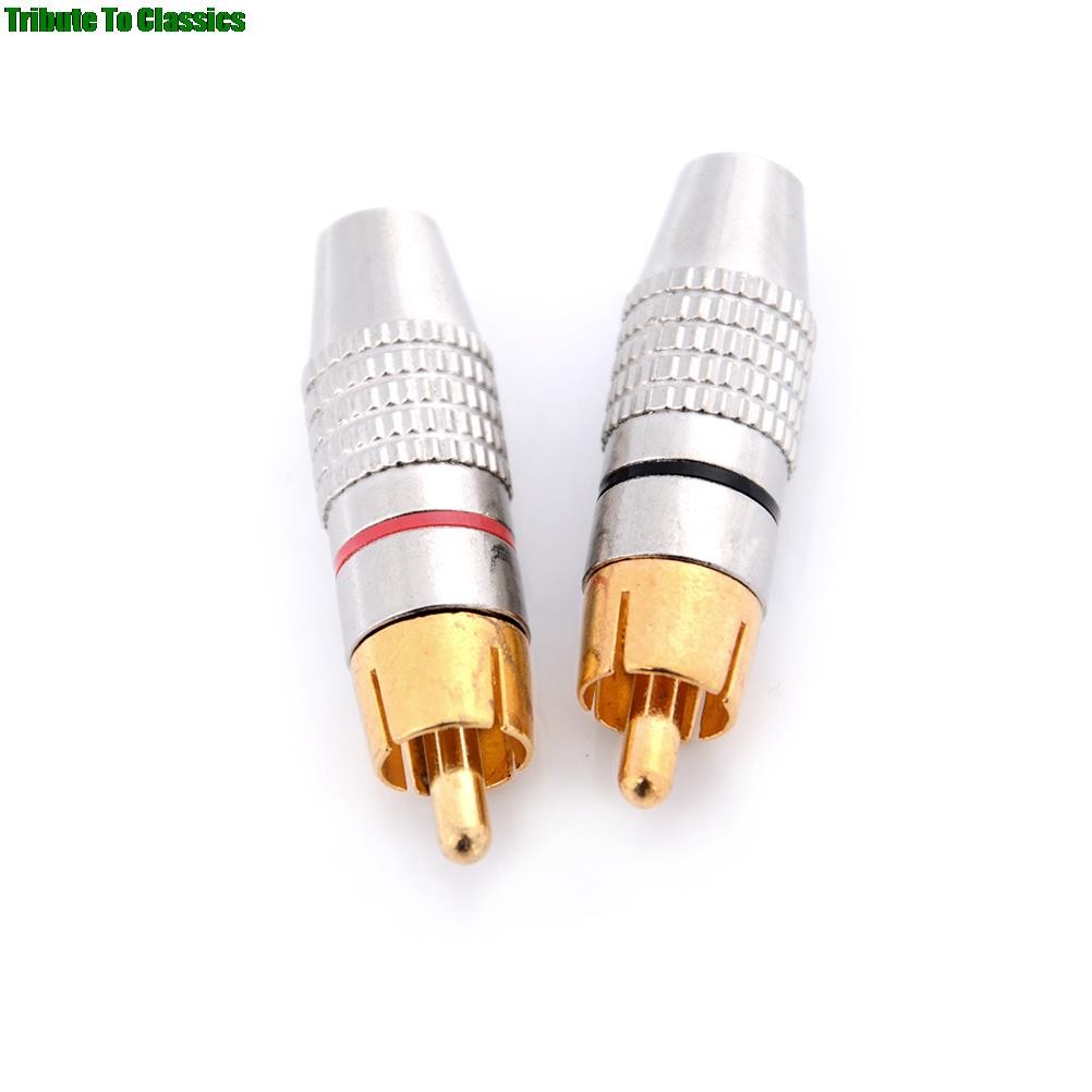 2pcs/set Gold RCA Plug Solder Audio Video Converter Connector Male to Male Adapter