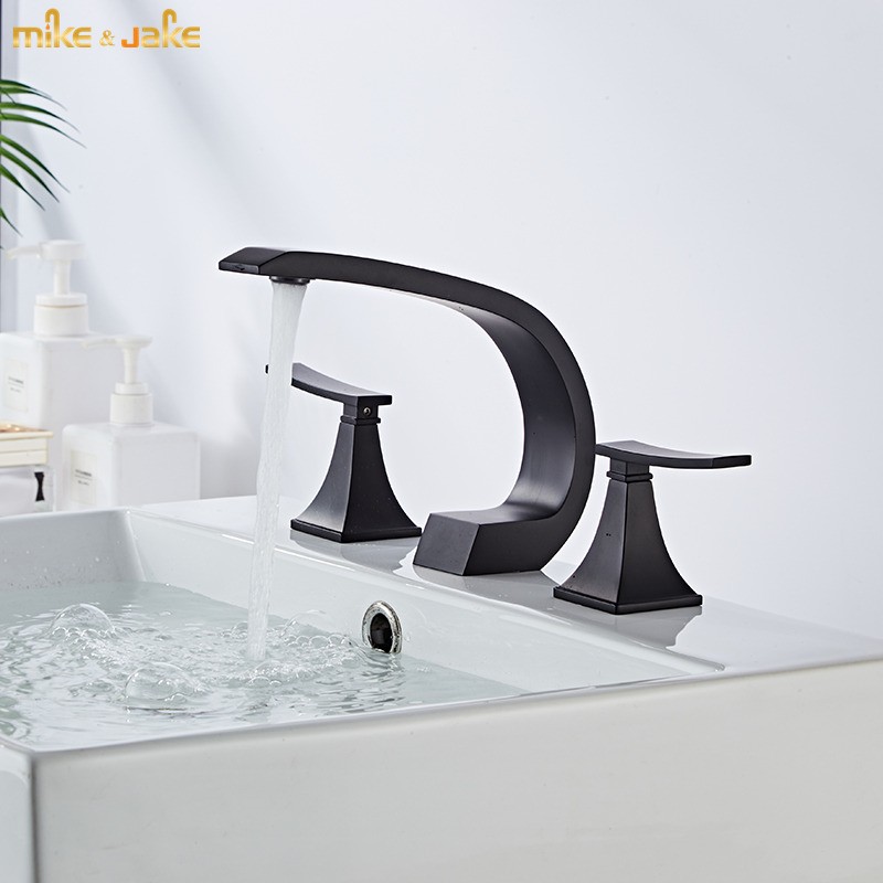 European style washbasin faucet hot and cold table basin double handle split three-hole washbasin wash basin three-piece set tap