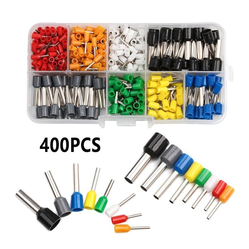 400X Copper Wire Crimp Connector Insulated Rope End Pin Terminal Bootlace Cooper Grommets Set