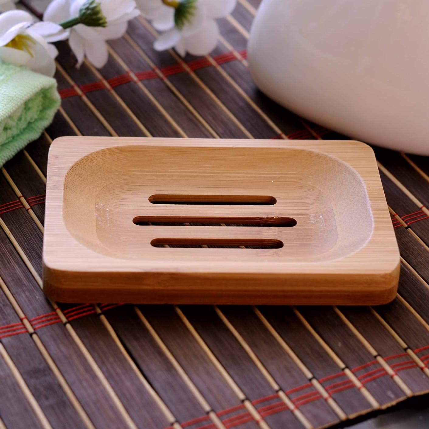 Bamboo Wood Natural Solid Soap Dish Bar Hole Rustic Model Design Soap Dispenser Hand Soap Bathroom Accessories