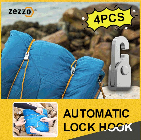 4pcs/pack Zezzo® Automatic Locking Hook with 6M Rope Knot-Free Hook for Hook Hanging Fixtures Dropshipping