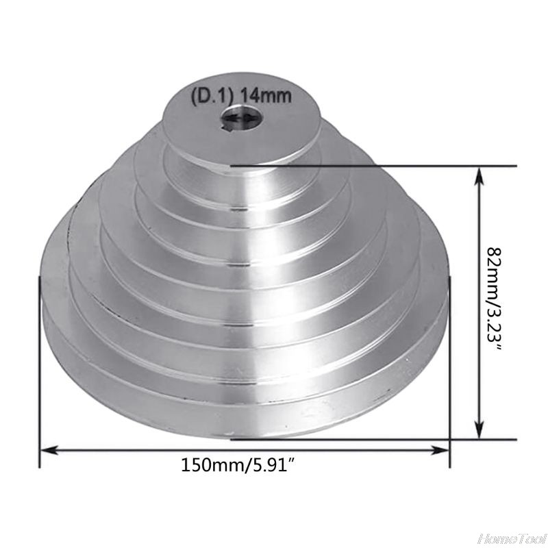 Aluminum type 5 step pagoda pulley wheel 150mm outer diameter for V shaped timing belt N25 20 dropshipping