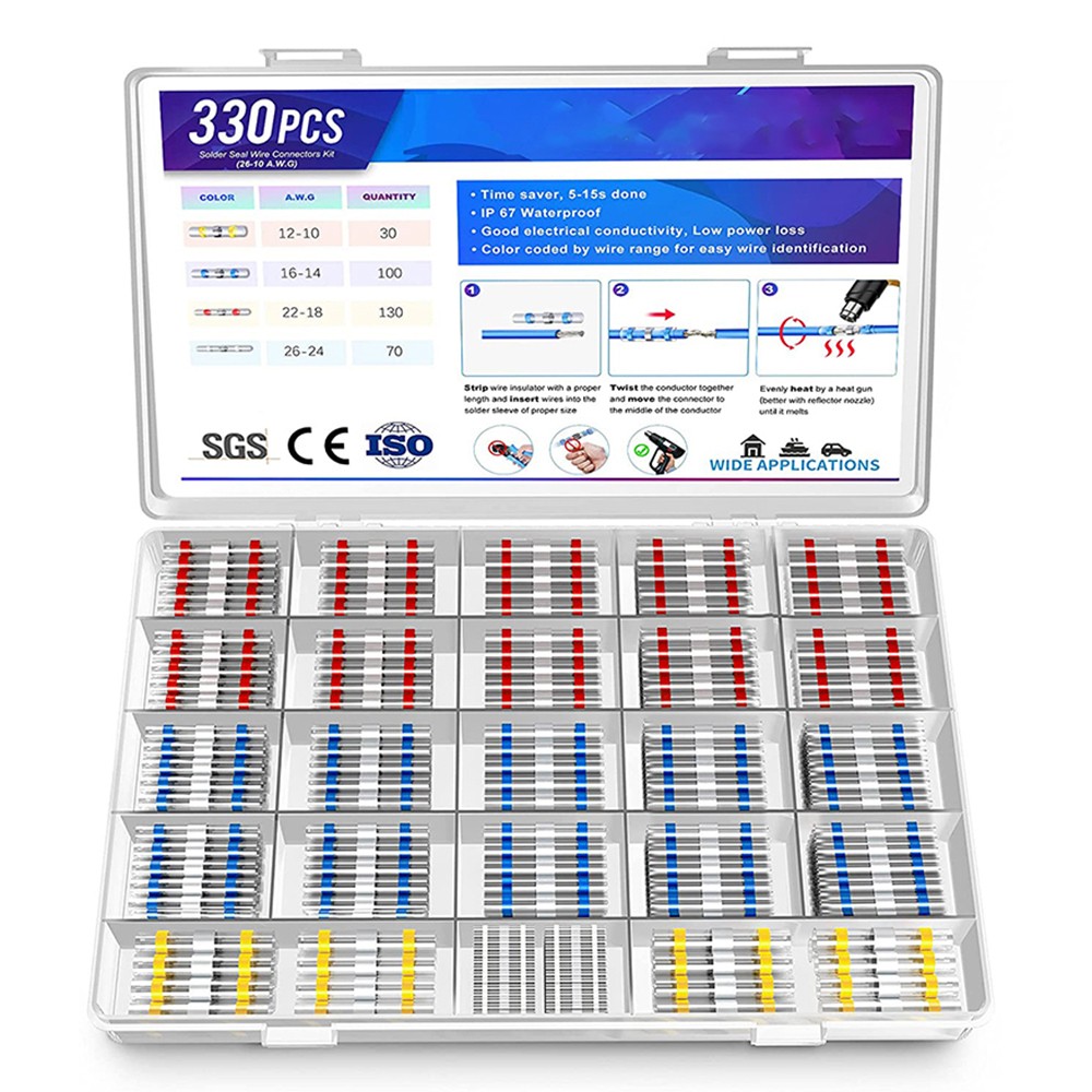 120pcs Insulator Welding Wire Connectors, Self Soldering Heat Shrink Butt Connector Waterproof Heat Shrink Butt Terminal Boat Wire Joint