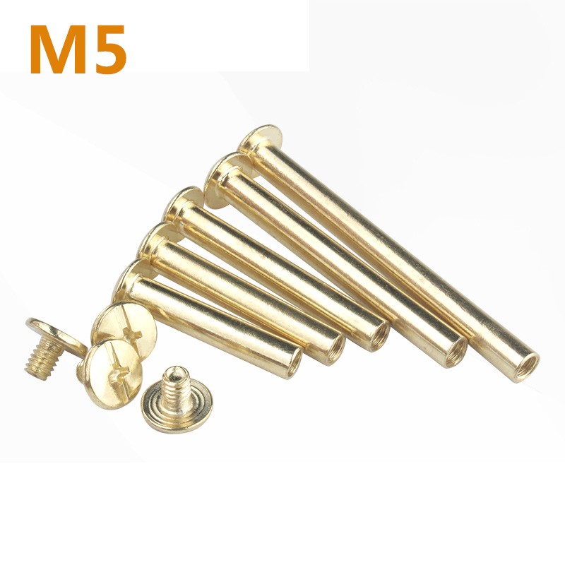 5-20 Set Copper Plated Flat Head Pair Lock Screw Sample Booklet Female Rivet Account Book Nail Photo Album Menu Butt Nut Screws