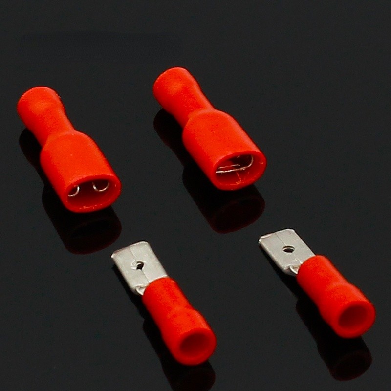 4.8mm Red Female Male Electrical And Wire Connector Insulated Crimp Terminal Spade