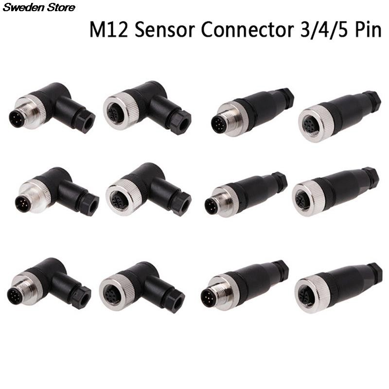 PG7 Sensor Connector IP67 3 4 5 Pin Male / Female Waterproof Connector Plug Screw Straight / Right Angle M12 Plug