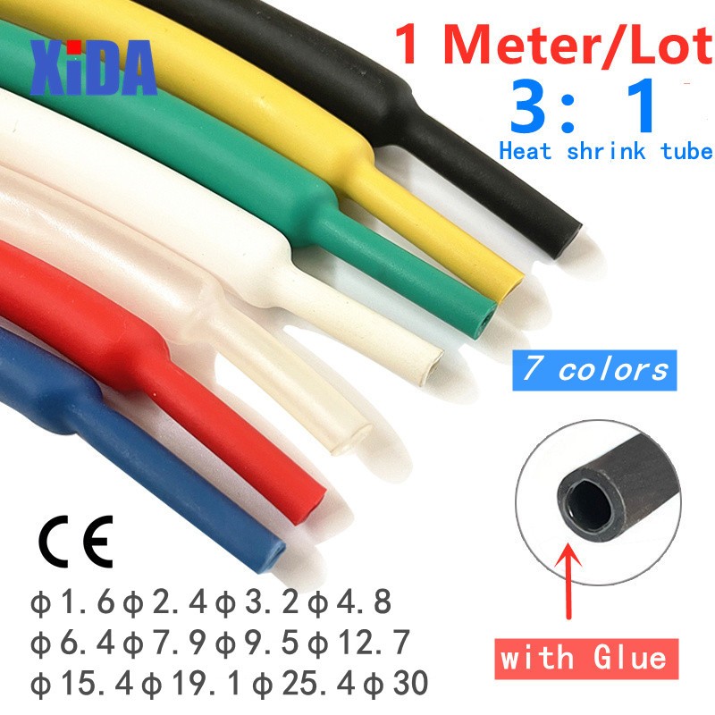 3:1 heat shrinkable tube with glue 30mm blue 100m and 30mm red 100m