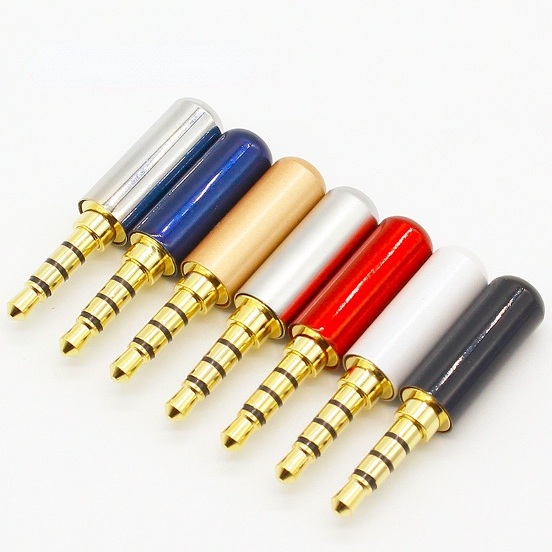 7pcs Copper Gold Plated 1/8" 3.5mm Male Mini Jack Plug soldering 4 pole plug Repair Headphone Cable Solder