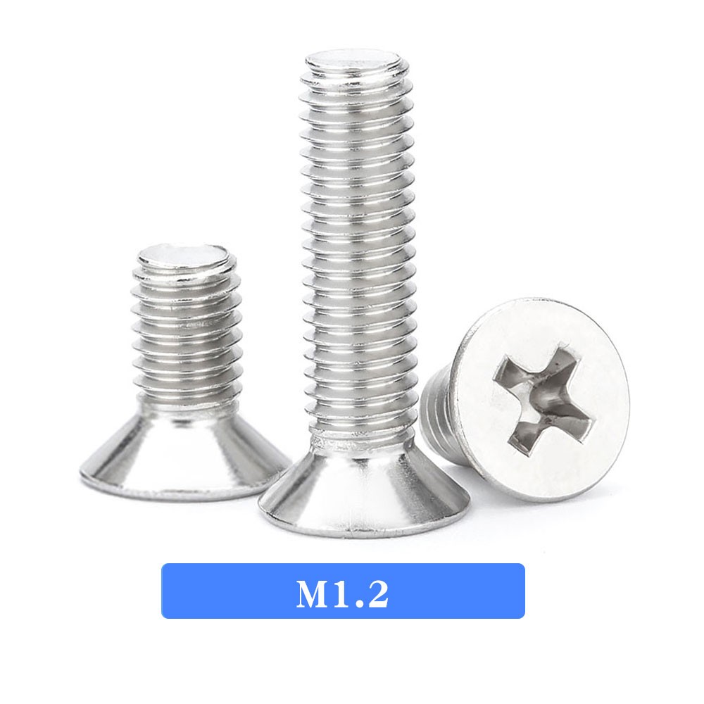 M1.2 screw 50pcs 304 stainless steel philips flat countersunk head bolt 1.2mm grub screws for laptop repair