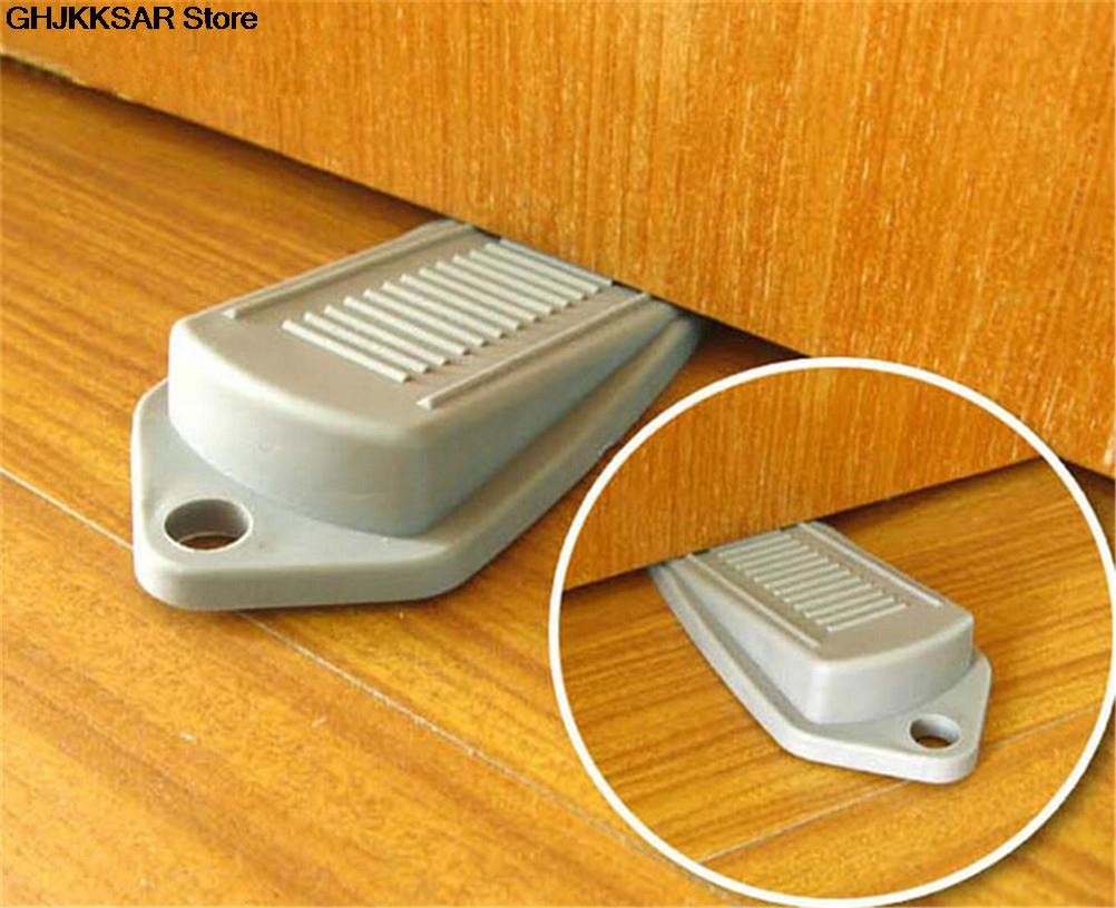 1pc Rubber Door Stopper Wedge Block Guard Wind Dust Blocker Stopper Protector For Home Children Office With Stainless Steel Han