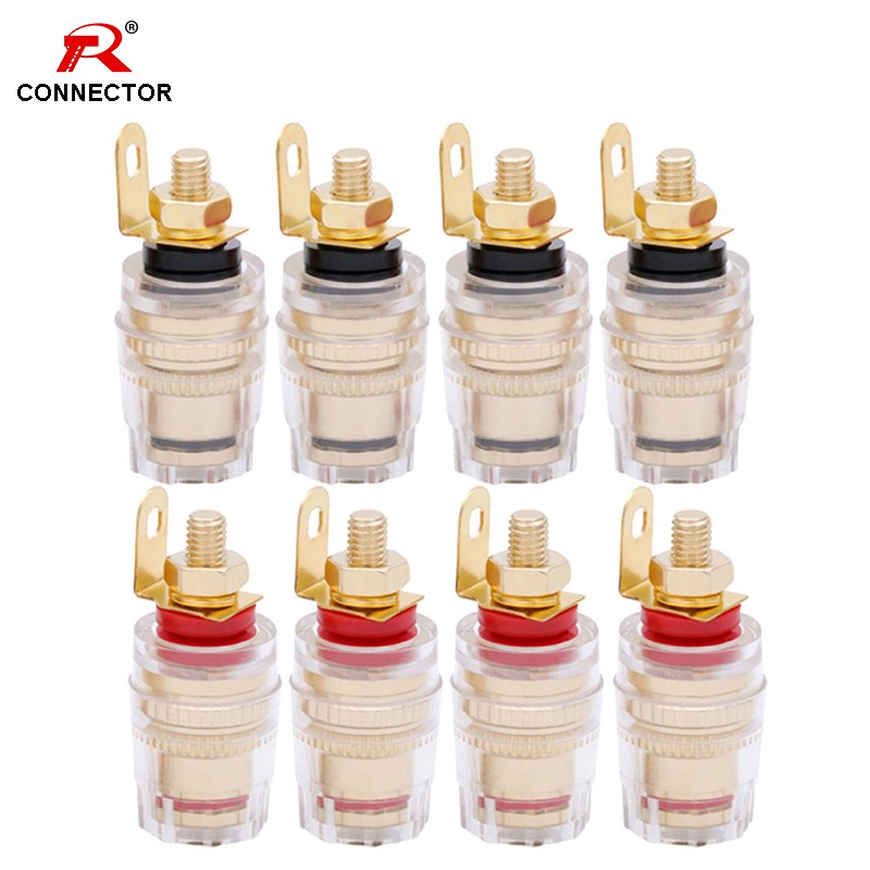 10Pairs 4mm Binding Post Audio Connector HIFI Terminals Cable, Binding Post for Loudspeaker, Copper with Gold Plated