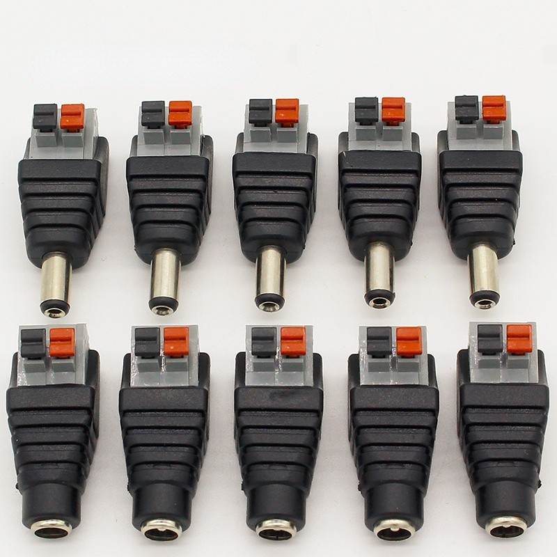 5pcs DC Male + 5pcs DC Female Connector 2.1*5.5mm DC Power Jack Adapter Plug Connector for 3528/5050/5730 Monochrome Light Strip