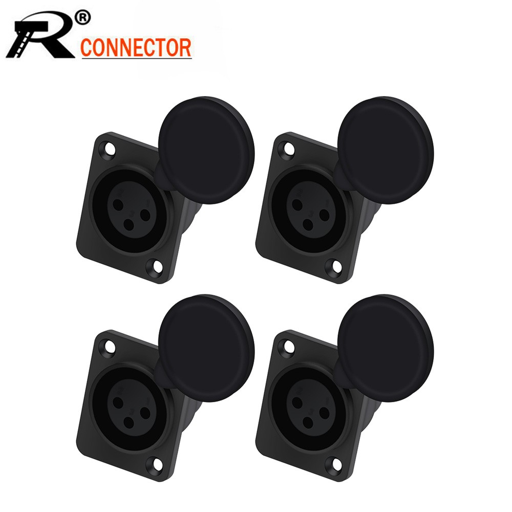 10pcs/lot 3Pin XLR Female Socket Panel Mount Chassis Microphone MIC Connector With Soldering Protection Cover