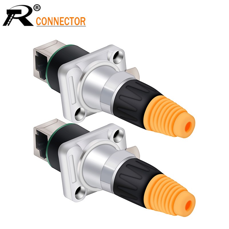 10sets RJ45 Aviation Female Socket Panel Mount Chassis Male Connector 8p8c for Audio Computer Network Adapter 90 Degree Right Angle