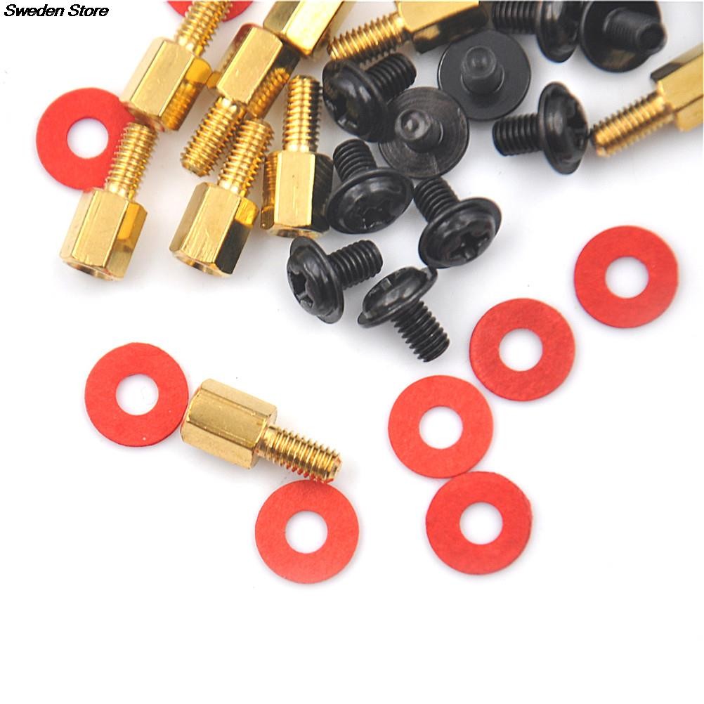 High Quality 10pcs 6.5mm 6-32-M3 Golden Computer Motherboard Riser Silver Screws Washers Red