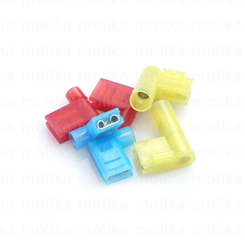 30/50/100PCS Nylon Flag Female Terminal Insulated 6.3mm Female Flag Spade Wire Connector Quick Crimp  Wire Connector Terminal