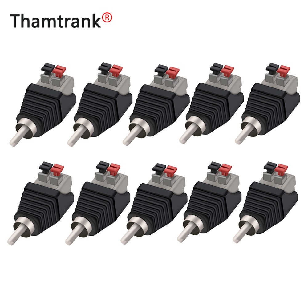 10pcs Video AV Balun RCA Male to AV Screw Terminal Stereo Jack 3.5mm Male 4 Pin Terminal Block Plug Connector