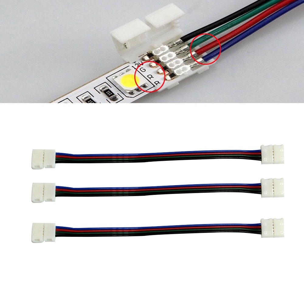 5pcs LED Strip Connector 4Pin 8mm LED Connector Double Head Bare Board Welding Gables Connector, for 3528 5050 LED Strip