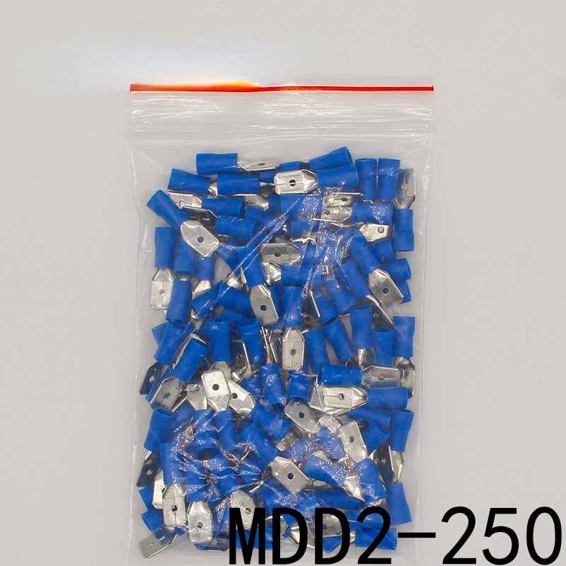 MDD2-250 MDD2.5-250 Male Insulated Spade Quick Connector Terminals Crimp Terminal AWG 100pcs/pack MDD