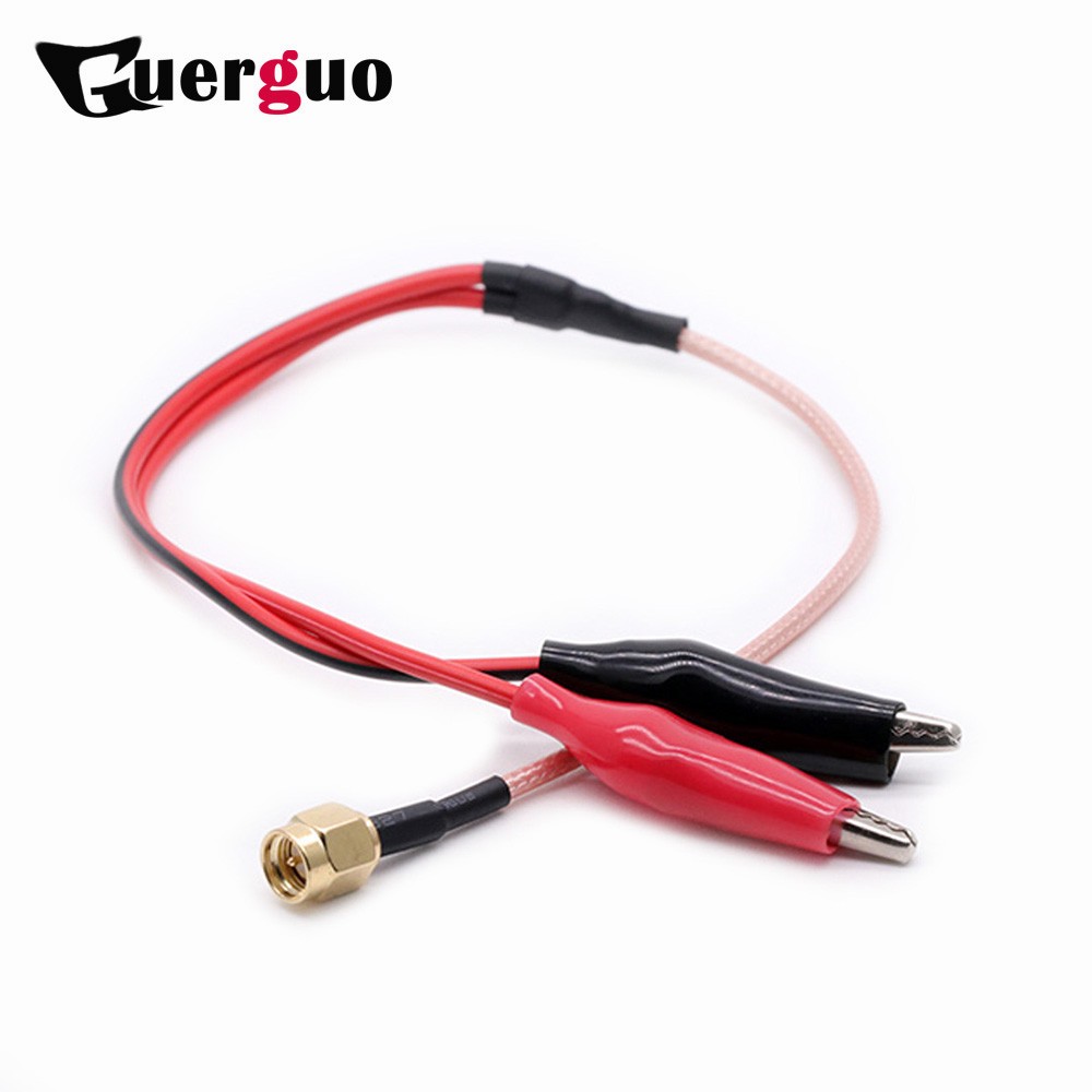 10pcs RG316 RF Coaxial Cable SMA Male Plug to Dual Alligator Clip Red and Black Tester Lead Wire Connector 50cm