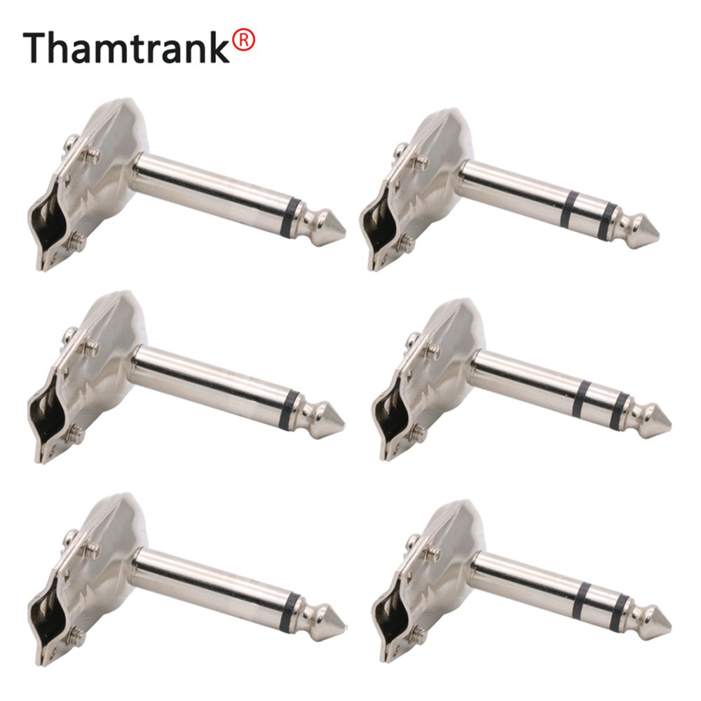 10pcs 90 Degree Right Angle 6.35mm Mono/Stereo 2/3 Pole Jack Plug 6.35mm Guitar Phono Pie Connector 1/4 Inch