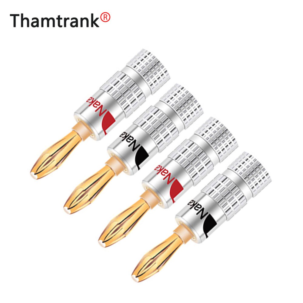 10pcs/lot Speaker Banana Plug Connectors 24K Gold Plated 4mm Banana Male Plug Wire Connector Audio Adapter