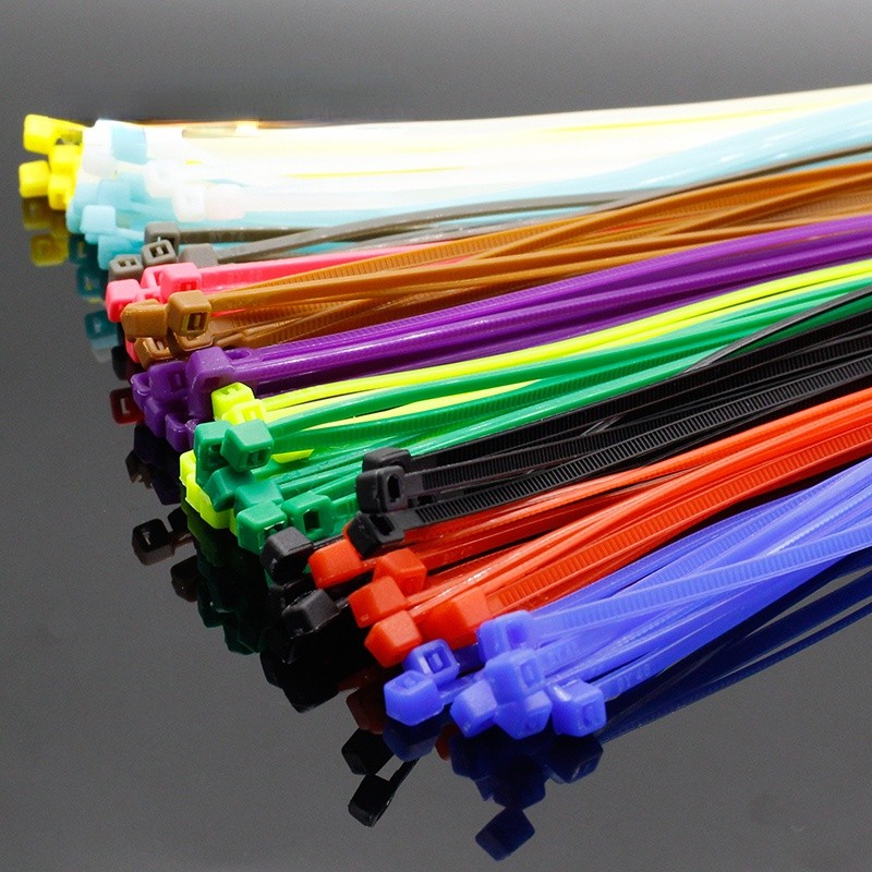 100pcs/pack 4*200mm width 2.7mm colorful factory standard self-locking plastic nylon cable ties, wire zip tie