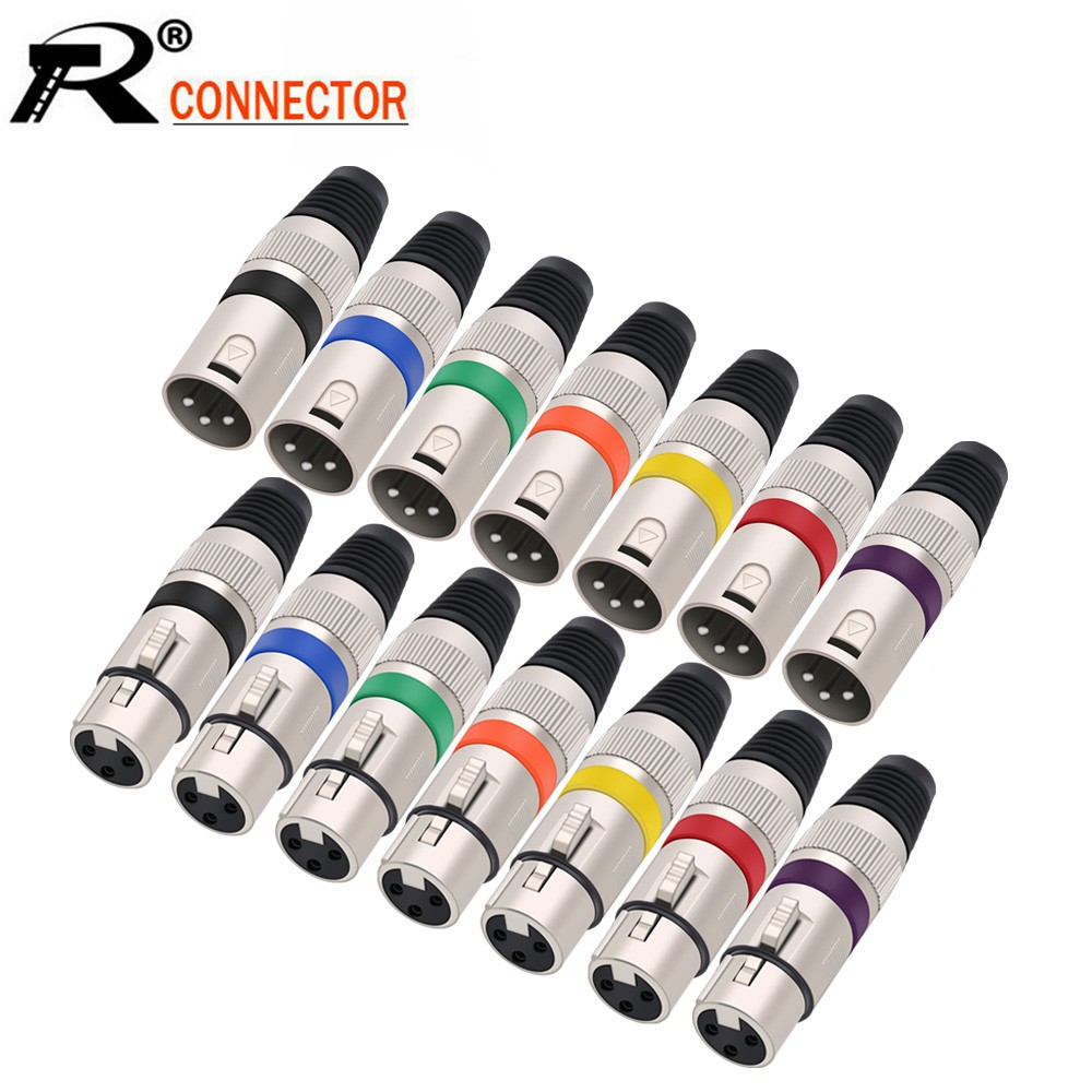 10sets/lot 3 Pin XLR Connectors Male + Female 3 Pole XLR Plug Jack Socket Microphone MIC Cable Terminal Wire Connector