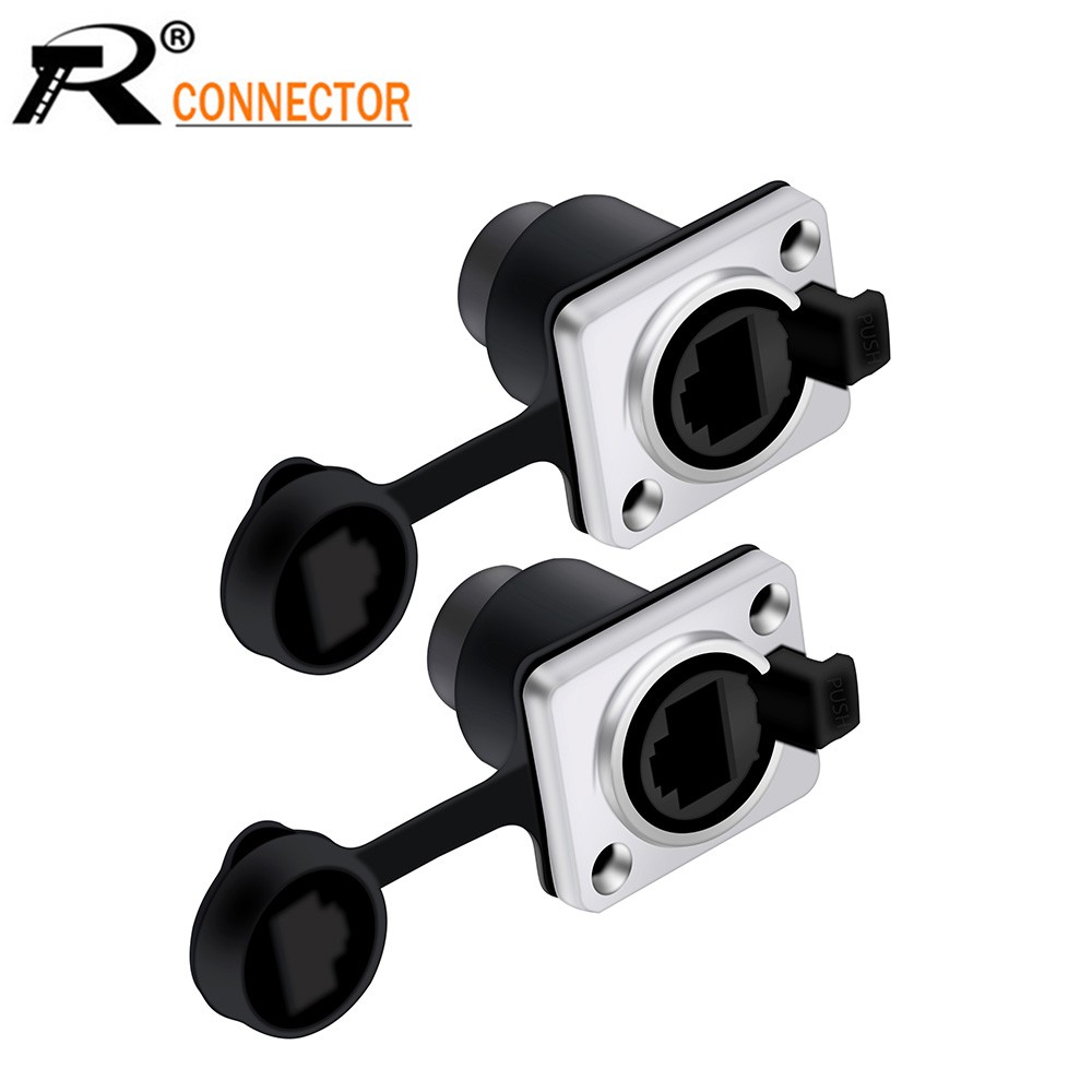 12pcs/lot RJ45 Female Socket Connector RJ45 Aviation Connector Waterproof Panel Mount Ethernet Network Adapter