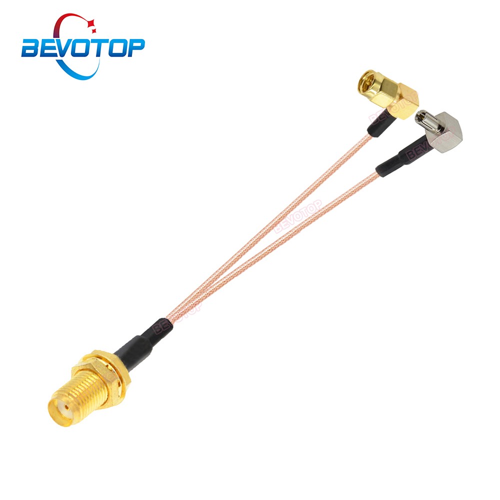 SMA Female to TS9 Male 90 Degree SMA Male 90 Degree Right Angle Y Type Splitter Combiner WiFi Antenna Extension Cable RG316 Pigtail Jumper