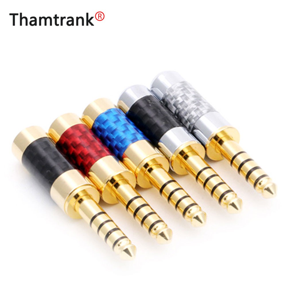 10pcs Gold Plated Carbon Fiber Jack 4.4mm 5 Pole Audio Connectors Pure Copper Connector With 6mm Wire Hole