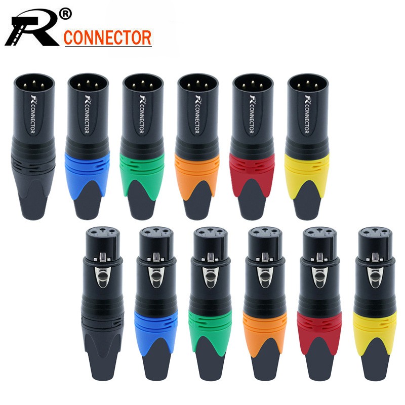 20pcs/10sets 10pcs 3 Pin XLR Female Jack + 10pcs Male Plug Professional 3 Pole XLR Socket Plug Microphone Connector Wholesale