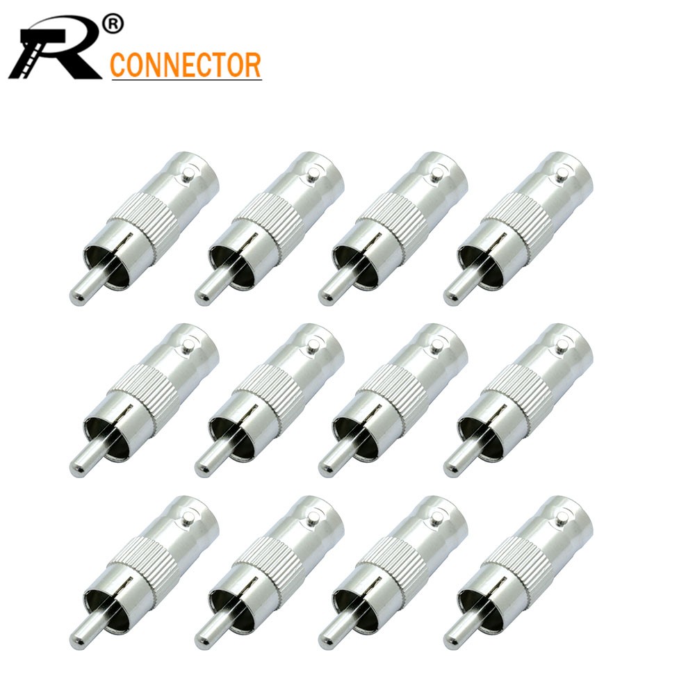 12/50/100pcs BNC Female Jack to RCA Male Plug Adapter Straight Connector for CCTV Security Video Surveillance Camera