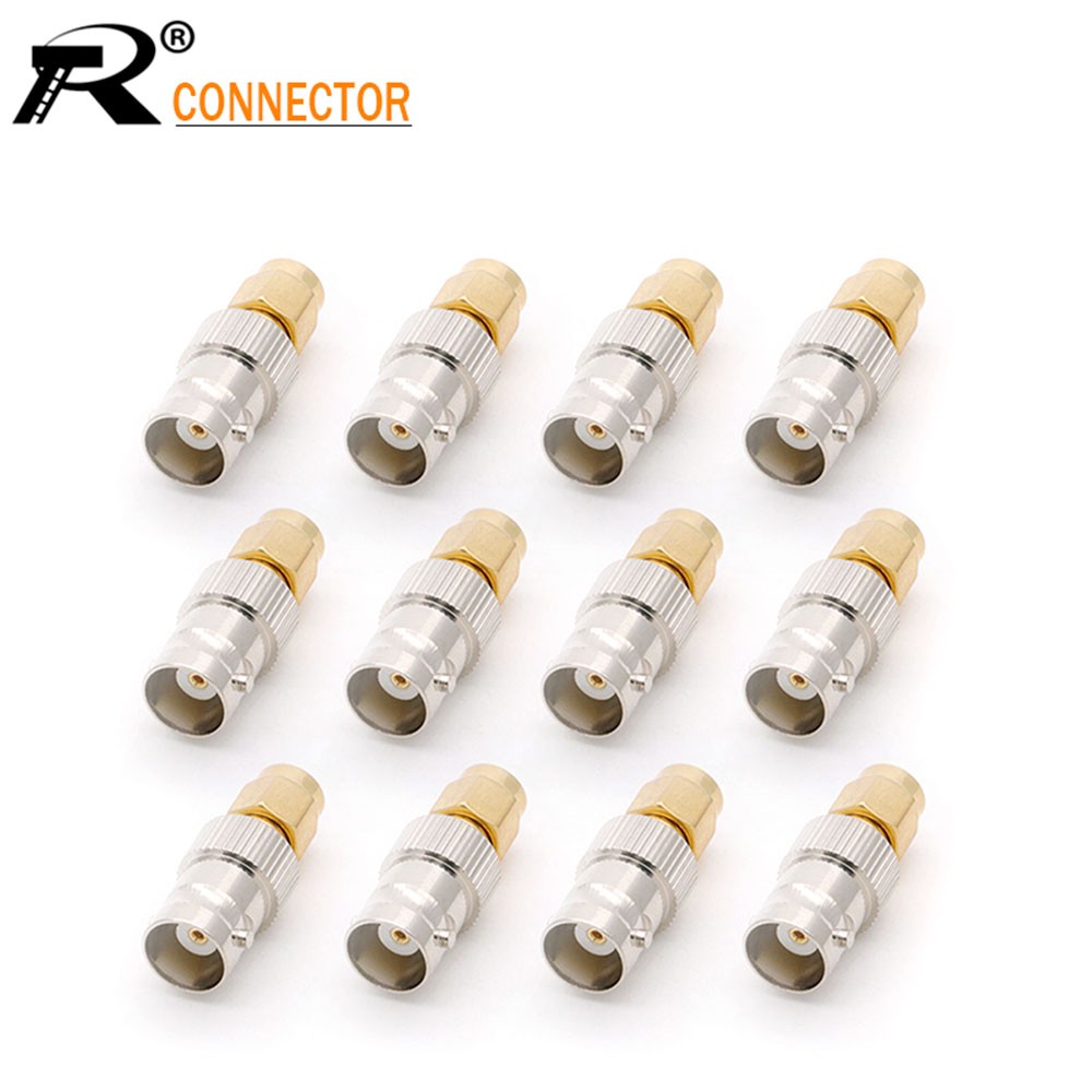 BNC Female Jack to SMA Male Plug Connector 12/50/100pcs RF Coax Coaxial Radio Antenna Converter Adapter