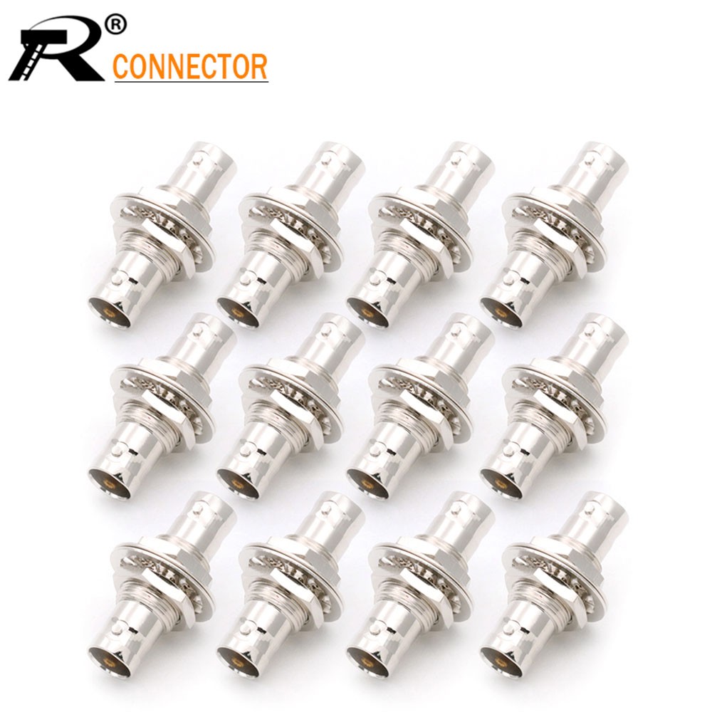 12/50/100pcs Chassis Plate Dual Female Adapter BNC Jack Socket Straight Screw Plate Mount Coaxial Connector