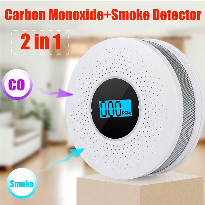 Newest 2 in 1 LED Digital Gas Smoke Alarm Co-Carbon Carbon Monoxide Detector Voice Warning Sensor Home Security High Sensitivity Protection