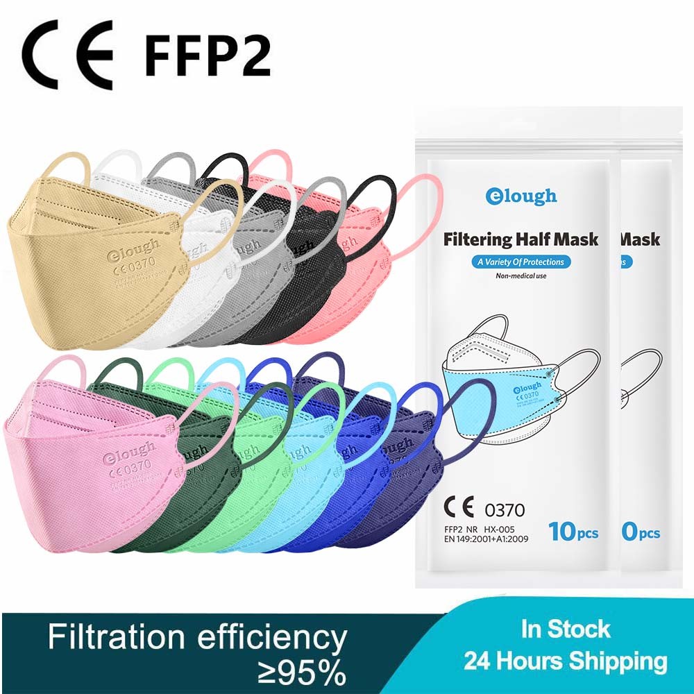 Elough FFP2 CE 0370 Mascarillas FPP2 Homologadas يوروبا KN95 قناع الأسماك شكل Mascarilla FP2 FFP 2 Masken الكبار FFP2mask 4 طبقات