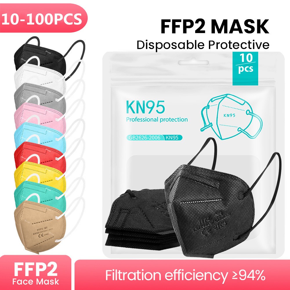 أقنعة FFP2 Mascarillas FPP2 homology adas KN95 قناع ffp2masque FFP 2 للبالغين أسود رمادي قابلة لإعادة الاستخدام 5 طبقات قناع الوجه الواقي للفم