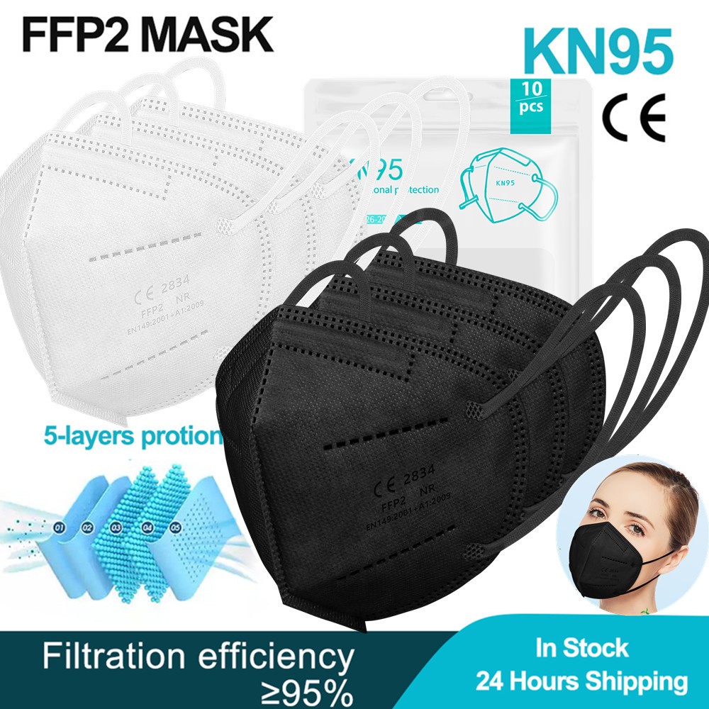 أقنعة 5 طبقات KN95 أقنعة سوداء ffp2fan FFP2 أقنعة CE المعتمدة FP2 Mascarillas FPP2 Negras 95% مرشح التنفس kn95 شهادة