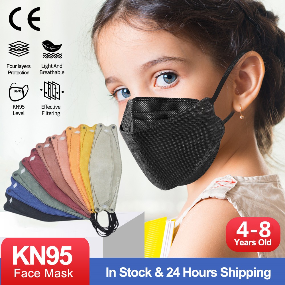 4-8 Years Kids Fish Mask KN95 Kids FFP2 Bambini Morandi Color Mascarillas FPP2 Ninos 4 Ply ffp2masque FFP2 Enfant