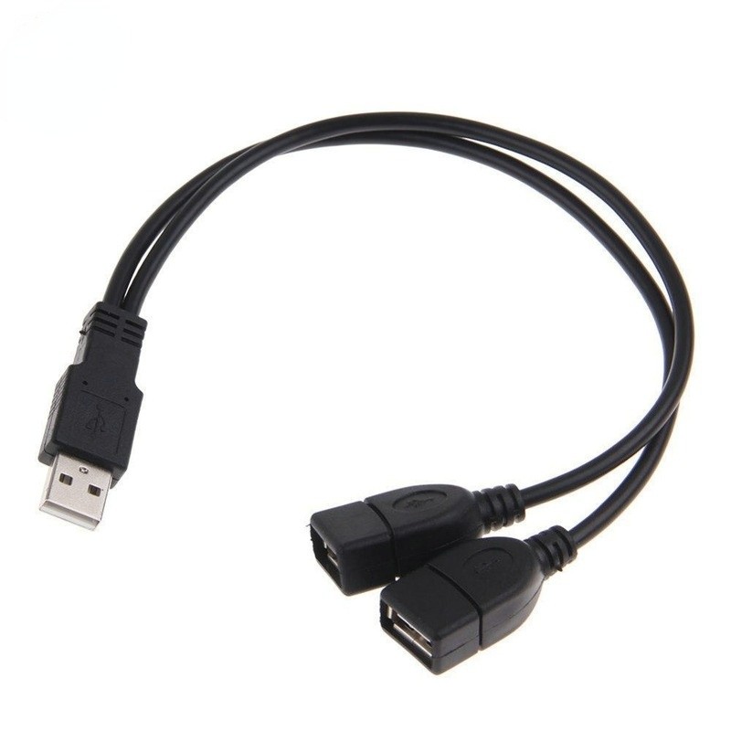 2 منفذ USB2.0 Hub USB 2.0 ذكر إلى 2 المزدوج USB أنثى جاك الفاصل محور الطاقة سلك مهايئ لكابل هاتف الكمبيوتر المحمول