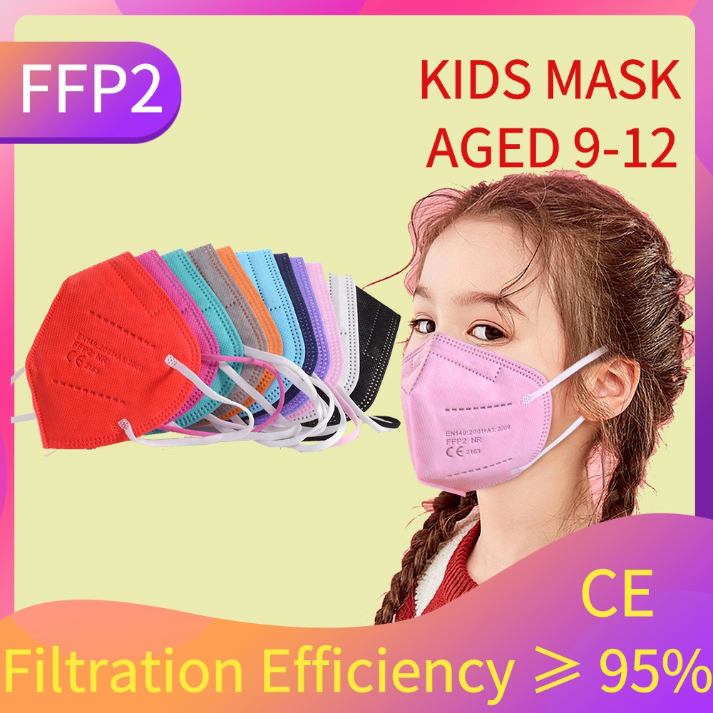 10-50 قطعة KN95 قناع N95MASK ffp2mask 9-12 سنوات للأطفال ffp2 mascarillas fpp2 niños homologadas negras masques منظمة ffpp2