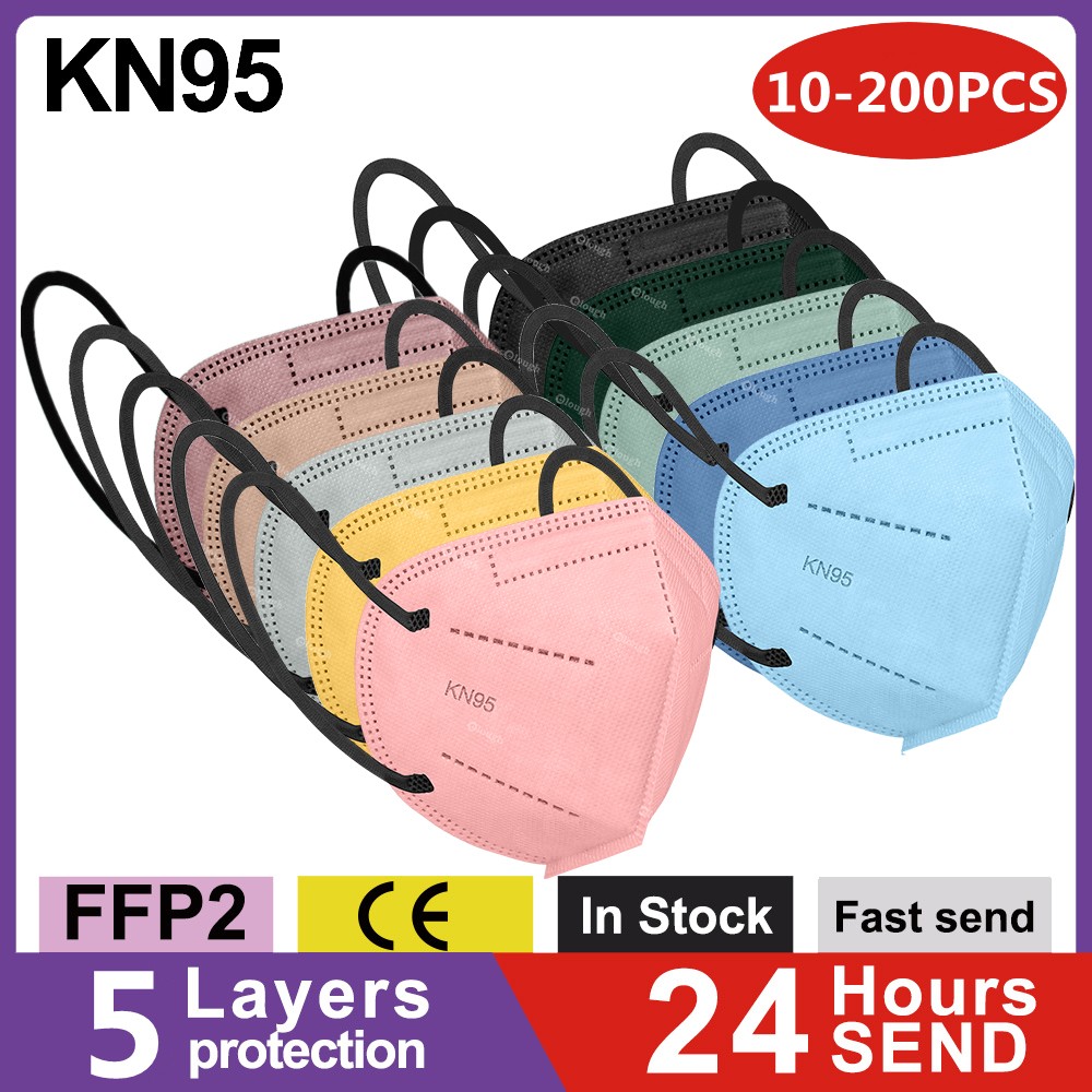 ماسكاريلا KN95 أقنعة الكبار Mascherine FFP2 Mascarillas FPP2 Negras ffp2necmorandi Colores 5 طبقات قناع وجه واقي