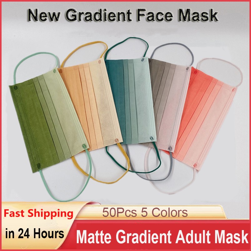 Adult Disposable Masks 10-100pcs Matte Gradient Color Printing Mask Adult Protective Mouth Mask Colorful Twisted Gay Mask