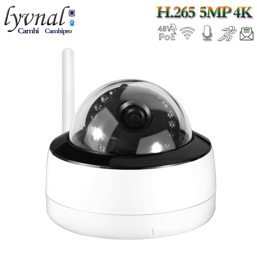 Surveillance 5MP wireless ip camera wifi dome POE 4K 8MP built-in microphone Onvif night vision waterproof outdoor sd card slot