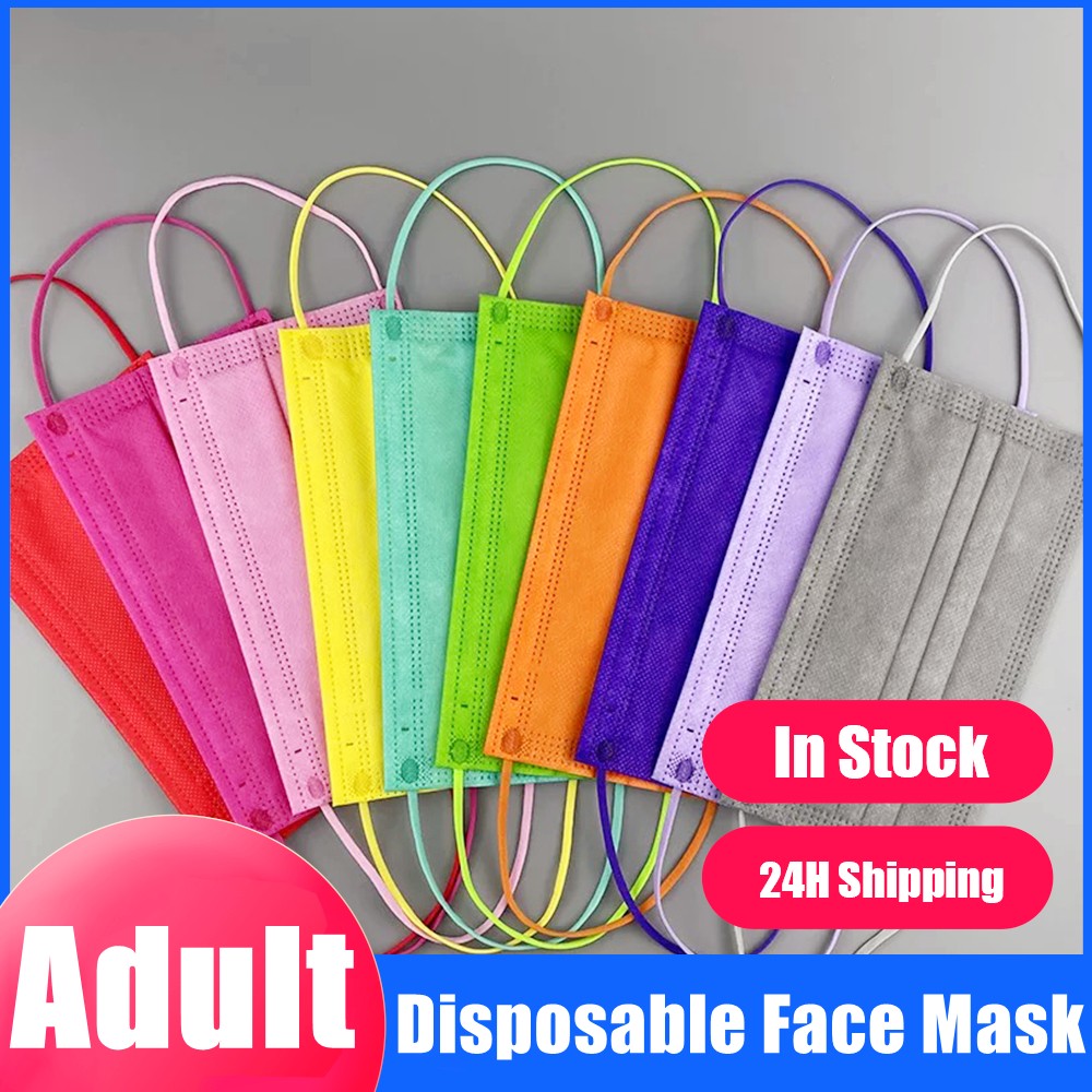 10-100pcs Non-woven Disposable Face Mask 3 Layer Mascarillas quiurgicas Gay Adult Mouth Masque Color Mascaras Fast Ship