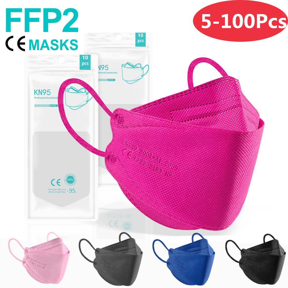 10-100 قطعة قناع لون ffp2fan kn95 اقنعة ce اسماك mascarillas ffp2reuse zable الكبار kn95 قناع وافق قناع الوجه الصحي fpp2