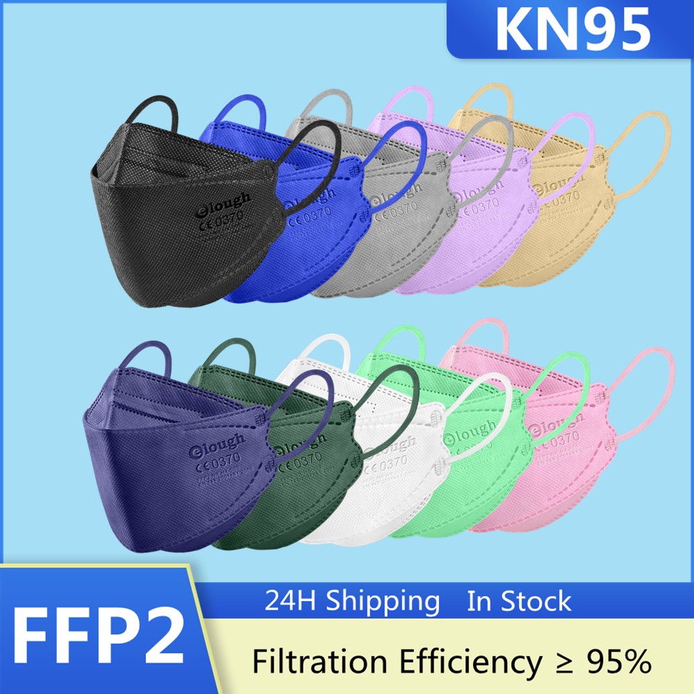 10-100pcs FFP2 Mascarilla FPP2 homology ada 5 layers ffp2fan Protective KN95 Face Mask Black Fish Mask FFP2 colores Maske Adult